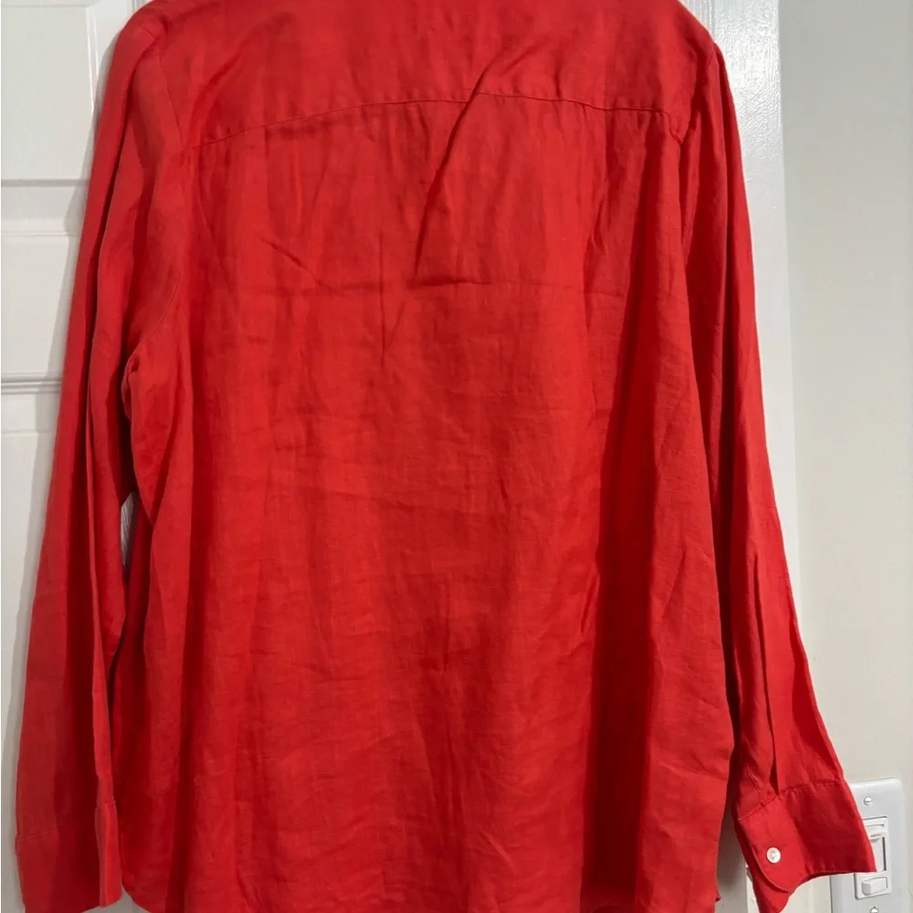 Banana Republic Linen Button-Up Shirt in Coral-Red XL NWOT - Picture 3 of 5